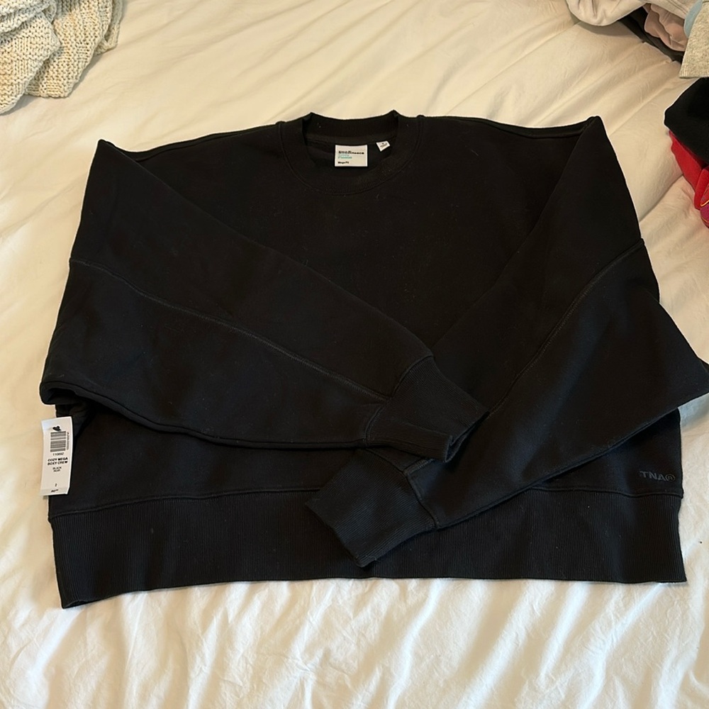 Black TNA Cozy Boxy Crew Megafit
